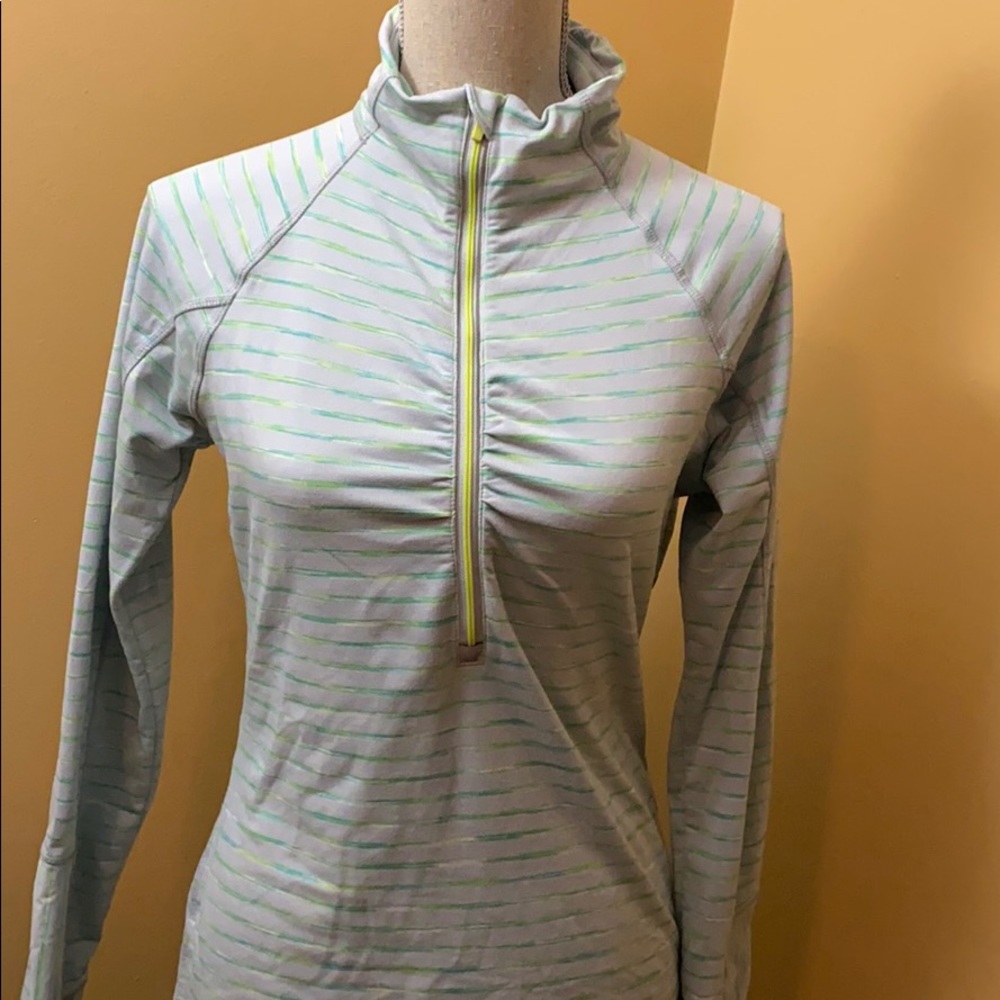 Athleta Striped Elite Half Zip 2 Size Medium